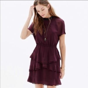 Madewell plum dress with elegant ruffles